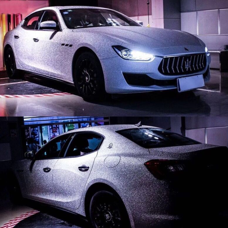 汽车钻石爆闪车身改色抖音网红款全车贴膜磨砂改色膜