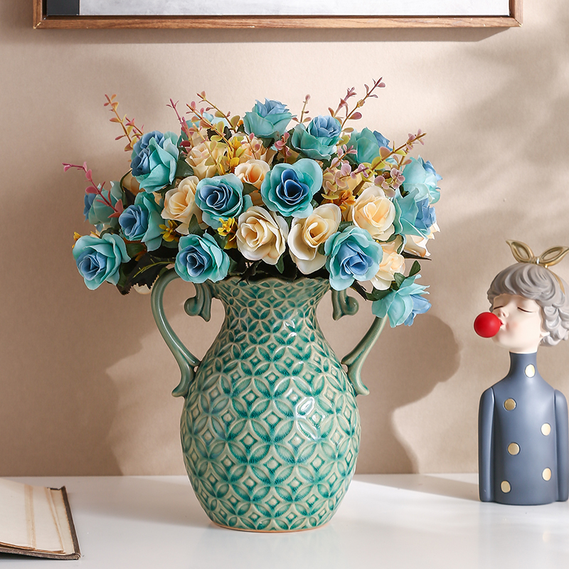 美式陶瓷花瓶客厅桌面插花艺花艺术创意欧式花瓶