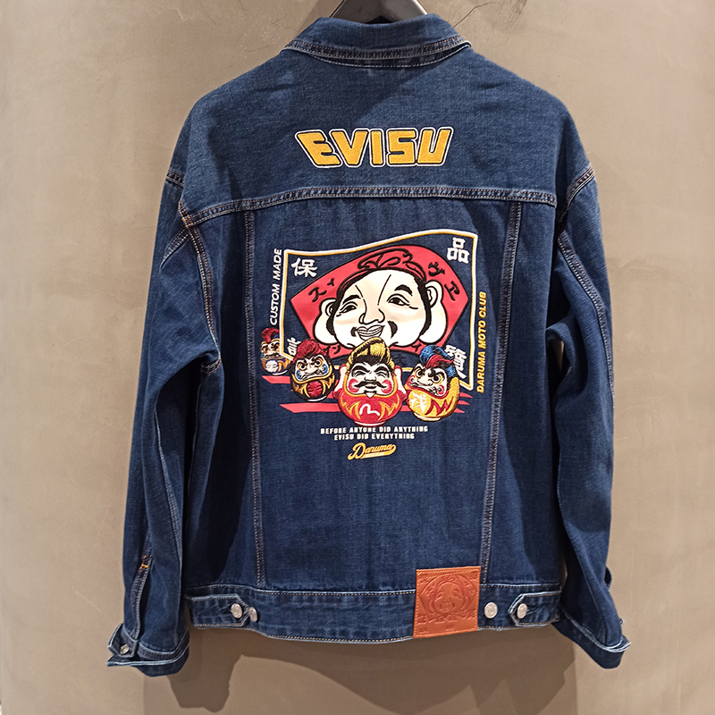 toyeb猿朝evisu福神潮牌秋冬印花休闲情侣牛仔夹克