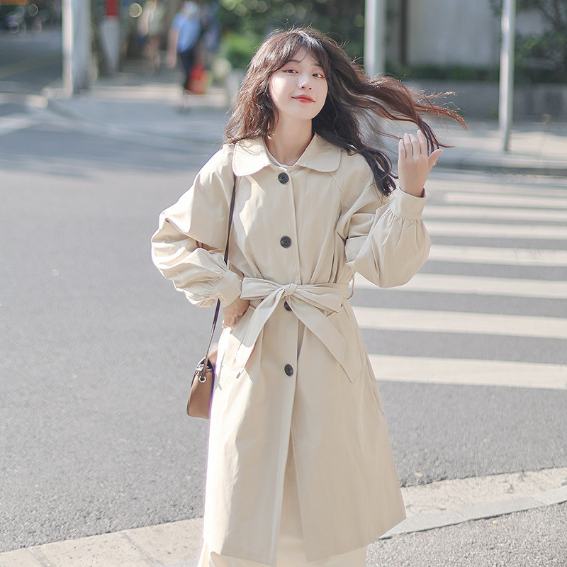 艺野宽松减龄洋气气质春秋2022风衣系日米色风衣