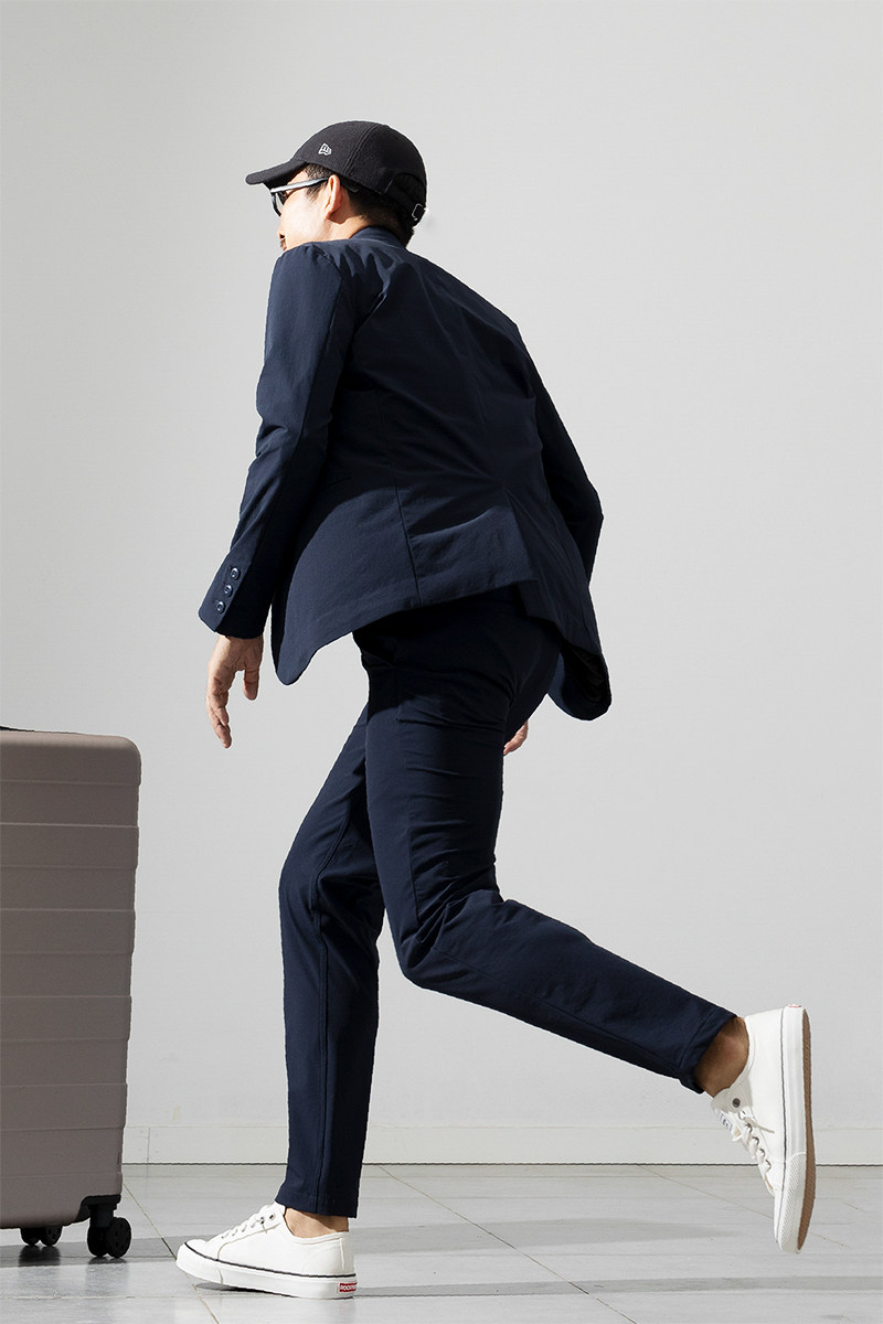 arbacapsulev10日系深蓝旅行运动休闲纯色西装套装西服套装