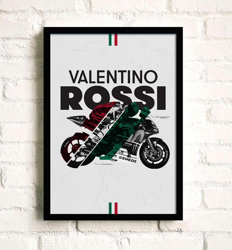 罗西摩托车赛车手海报框画装饰画机车摩托gp赛挂画现代装饰画