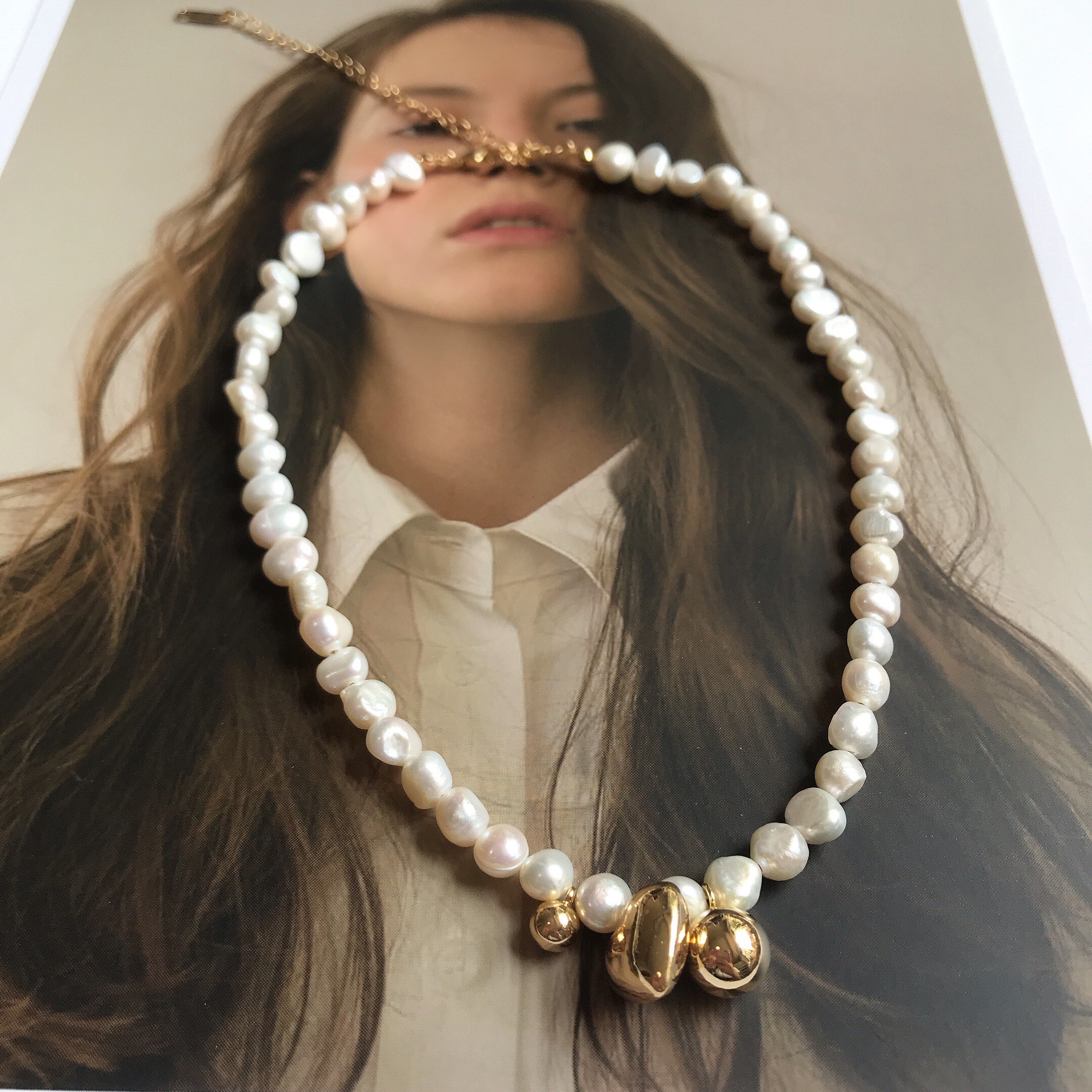 alicestudio韩系巴洛克13c天然珍珠项链复古爱心吊坠项链