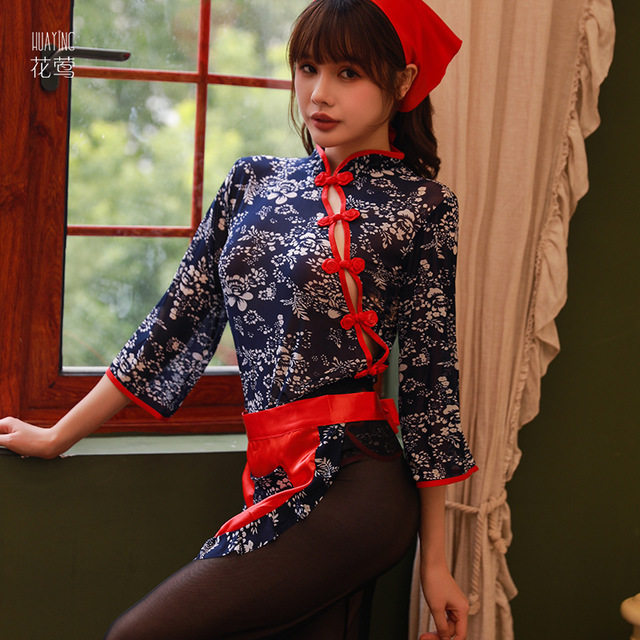 改良旗袍情趣睡衣女超超薄透视火辣民国村姑睡裙