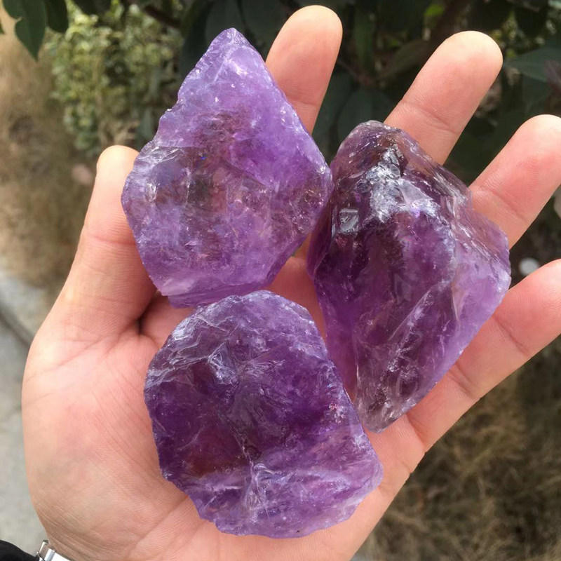 晨曦水晶天然紫黄晶碎石原矿石毛料大块摆件奇石