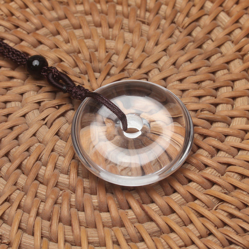 晨曦平安扣圆形水晶饰品情侣项坠项链灵摆女男天然项坠