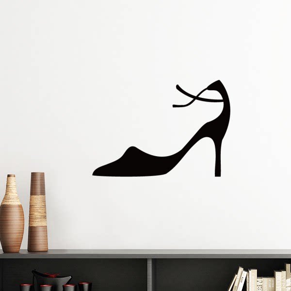 高跟鞋几何纹样黑色剪影墙贴壁纸房间贴花学校贴纸