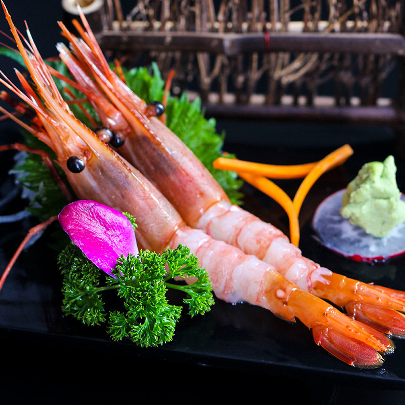 俄罗斯刺身北极甜虾1kg生食日料食材刺身海鲜解冻即食送芥末酱油