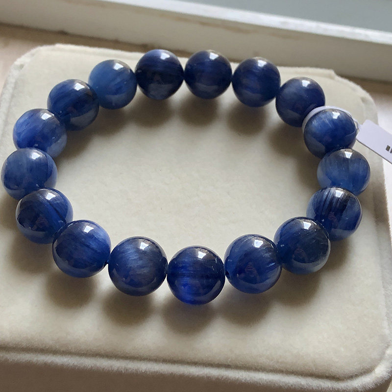 水晶正品天然蓝晶石手链单圈猫眼石加色助学学业手链