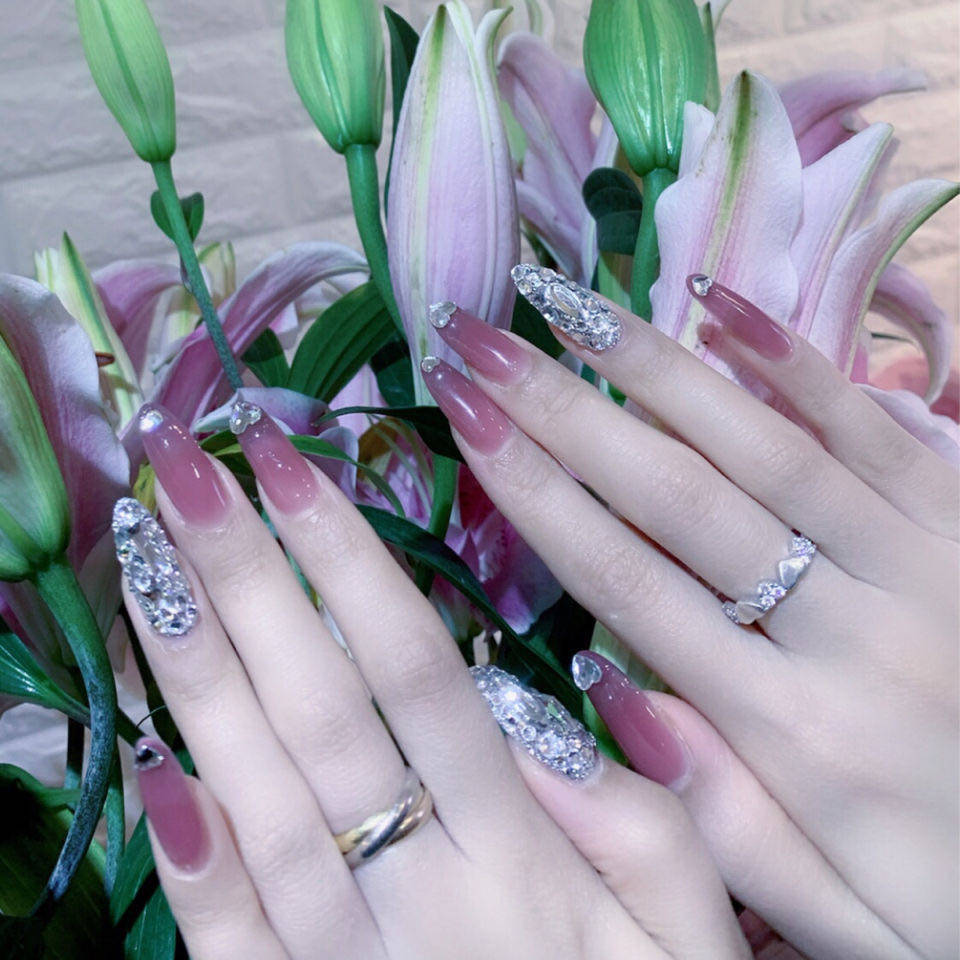 可穿穿戴美甲贴片成品果冻紫色满钻奢华风假美甲工具