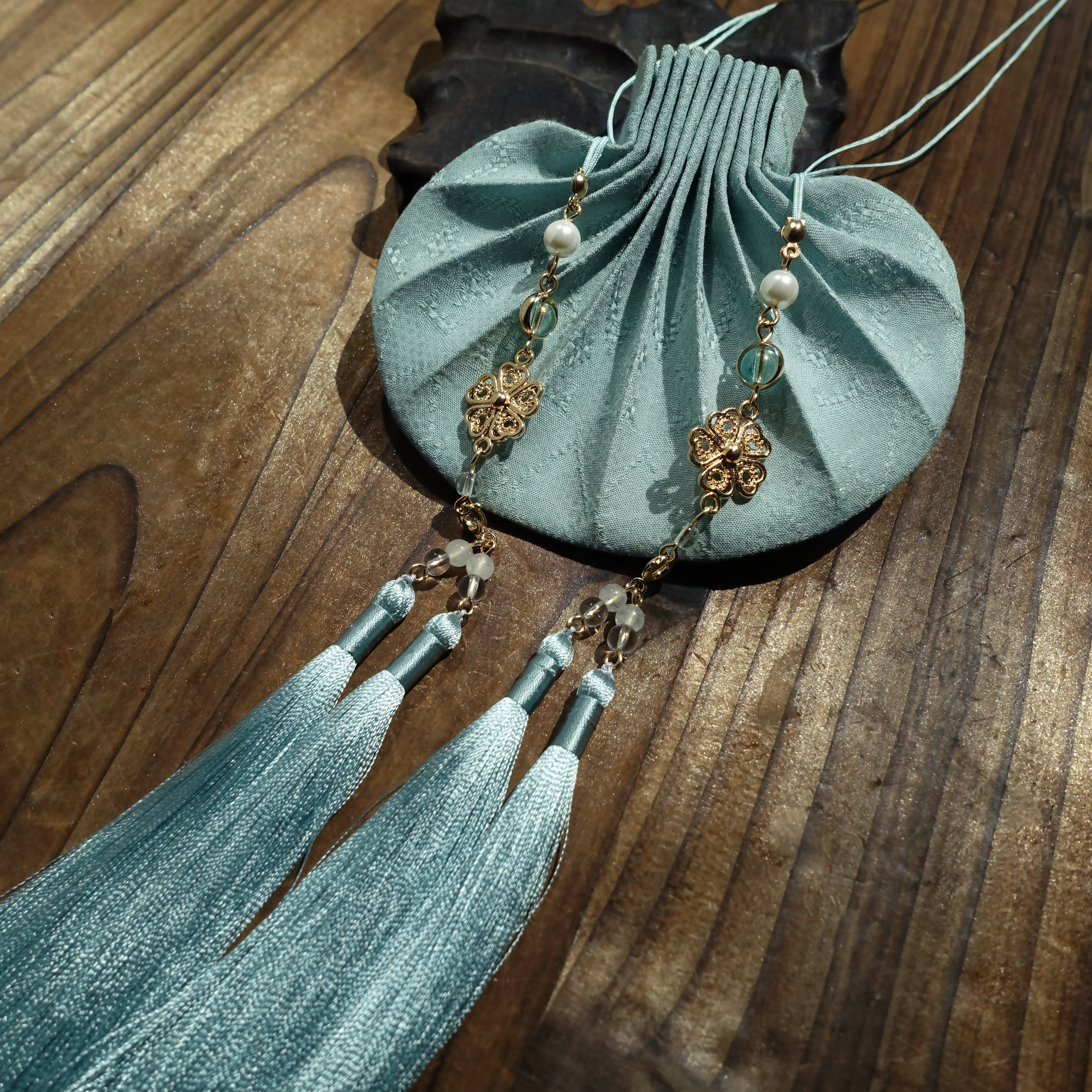 西江月古风汉服荷包配饰古法腰圆香包流苏抽绳香包