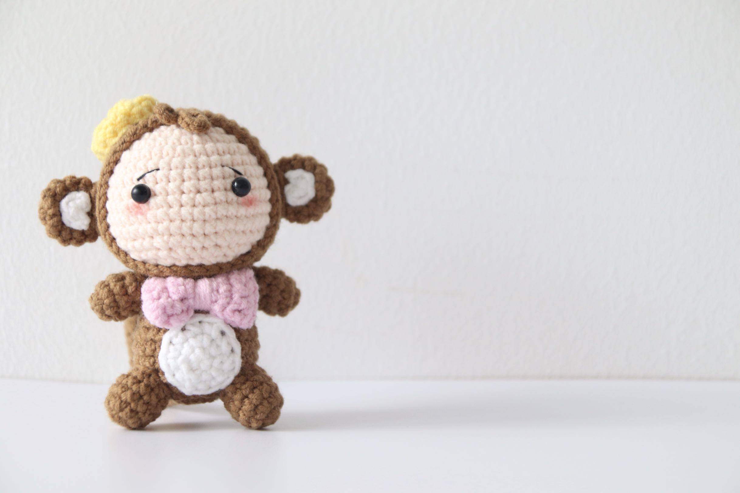 手工小潘miu手作编织毛线玩偶diy成品小猴子创意玩偶