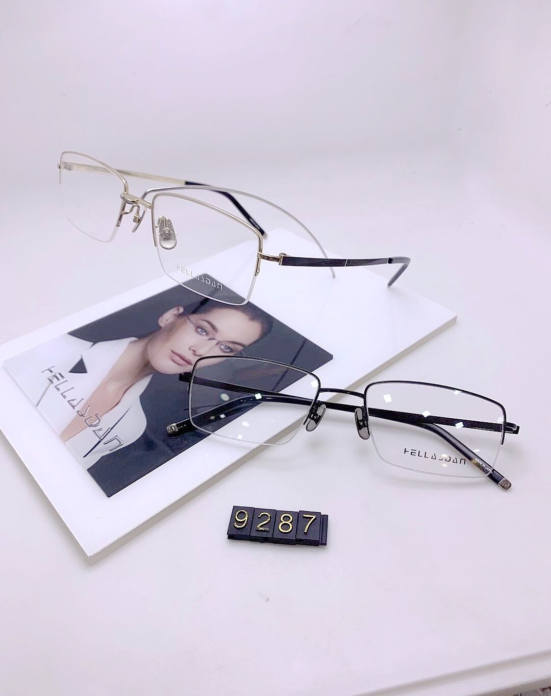 眼镜镜框热销商务男款华尔诗丹9287半框纯钛眼镜架