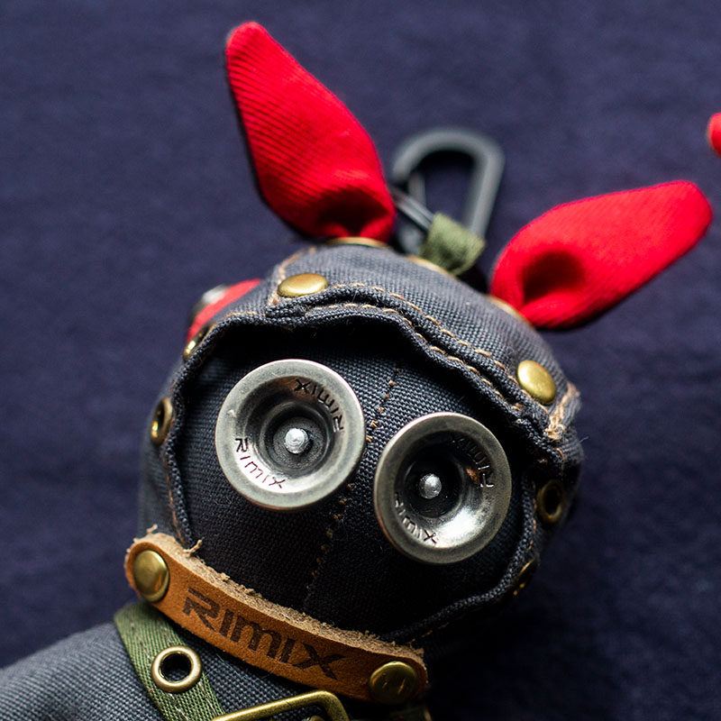 复古蒸汽朋克风军装迷彩兔子钥匙扣玩偶精灵公仔挂饰工业机械挂件