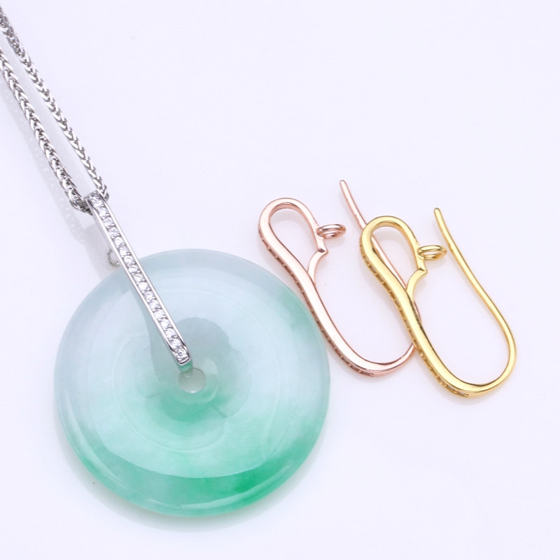 s925纯银小平安扣夹扣吊坠扣玉石扣头蜜蜡琥珀挂坠万能扣项链扣