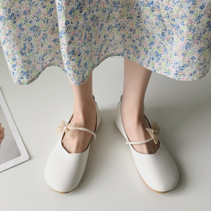 森女小清新学生鞋女圆头平底蝴蝶结温柔仙女鞋休闲百搭淑单鞋秋新