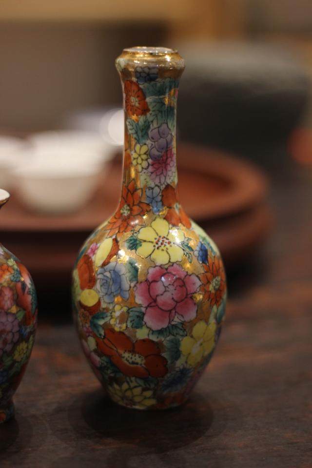 广彩花瓶70年代潮州出口创汇陶瓷器手彩小净瓶胆小白其他