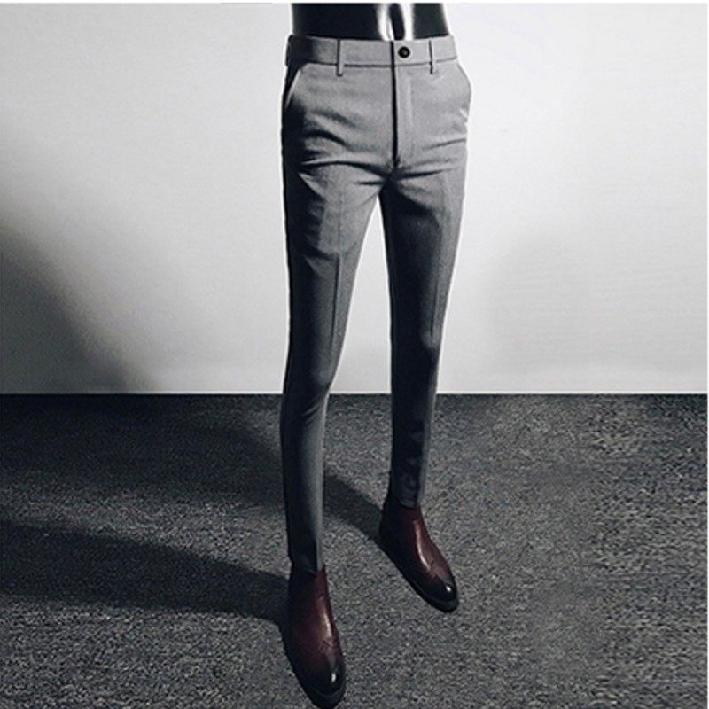 韩国修身小脚绅士黑色春夏西裤魅力个性紧身西裤