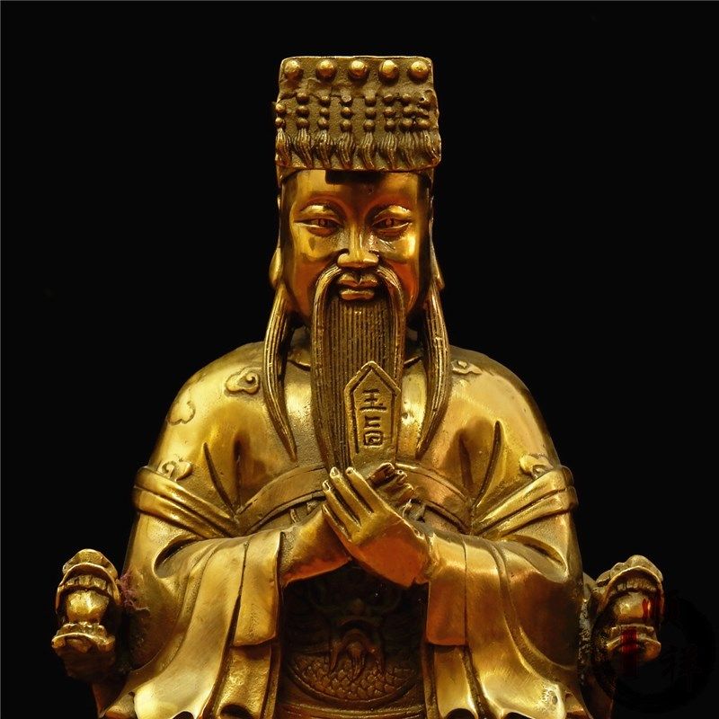 开光纯铜玉皇大帝神像家用供奉摆件镇宅保平安昊天摆件