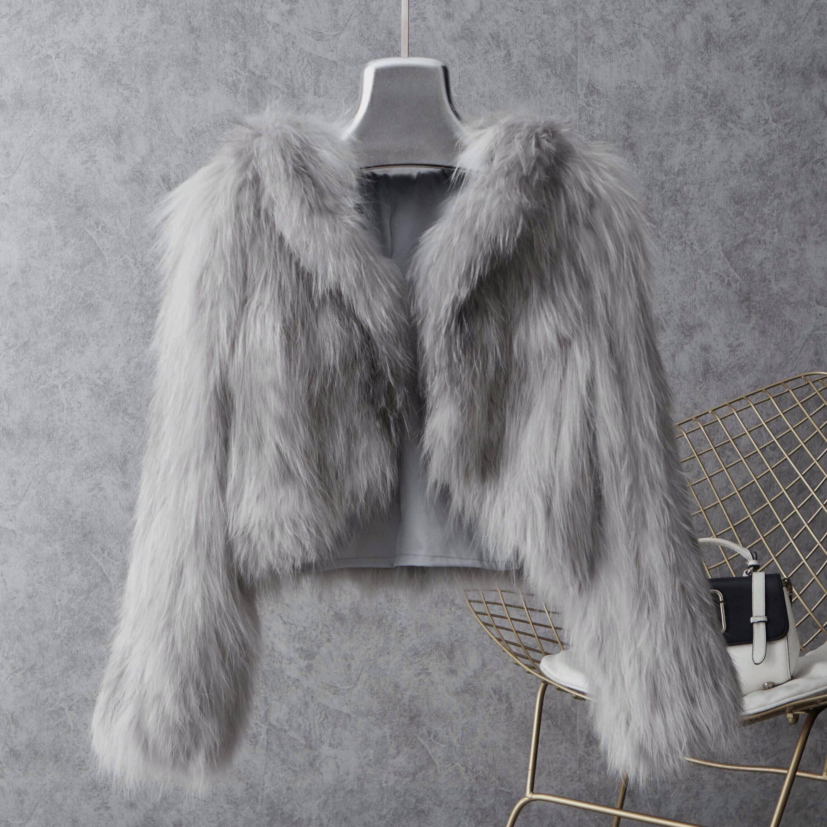 2020新款网红连帽大理石编织皮草时尚年轻款显皮草