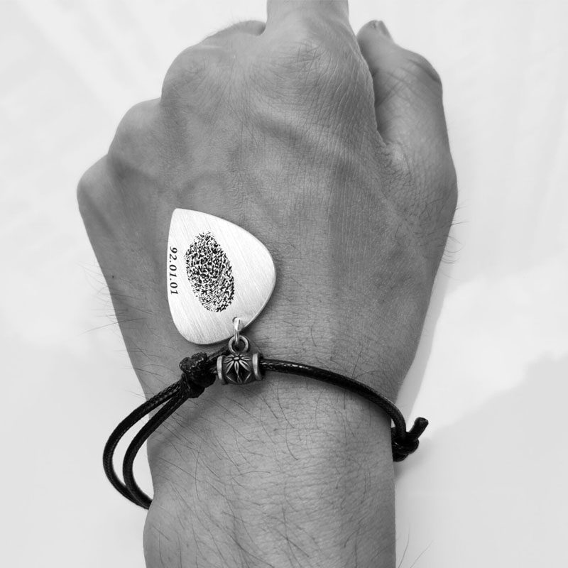 纯银定制吉他拨片手链项链刻字照片学生情侣拨片