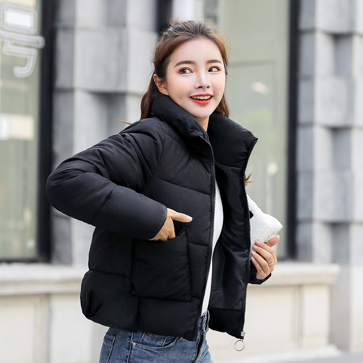 反季特价羽绒棉服女小个子短款修身加厚韩版立领小棉袄棉衣外套