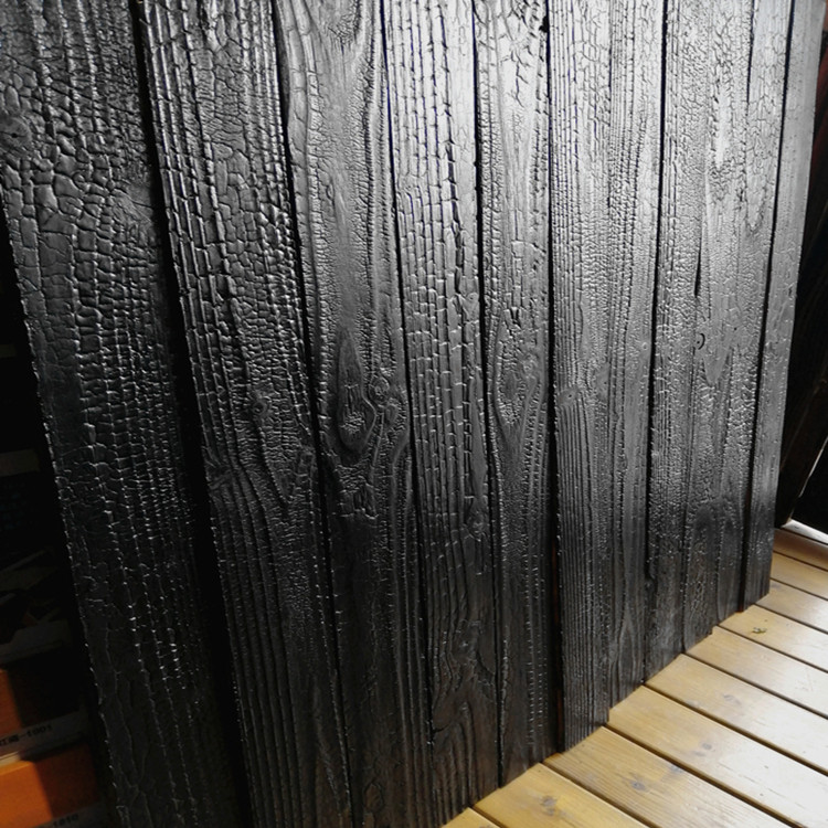 黑色爆裂裂纹木板深度碳化木装饰装饰板板材实木碳化木