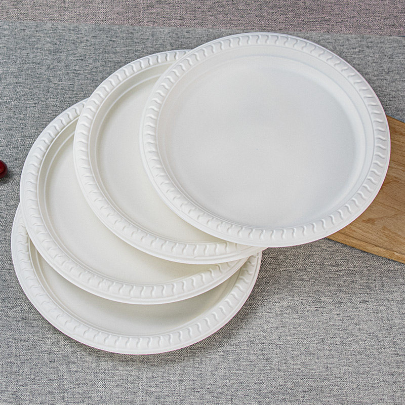 9寸圆盘一次性盘子玉米淀粉大盘子环保一次性餐盒