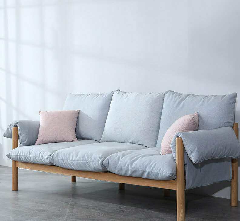 北欧白橡木整装组合橡木风格新款户型小户时尚实木沙发