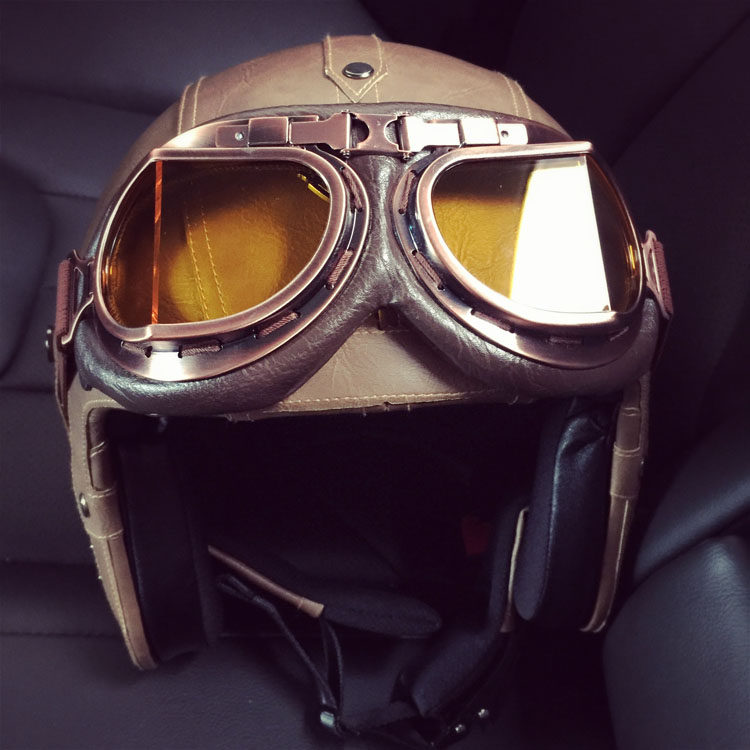 哈雷复古机车半盔手工皮盔电摩日韩风格安全帽电动车头盔