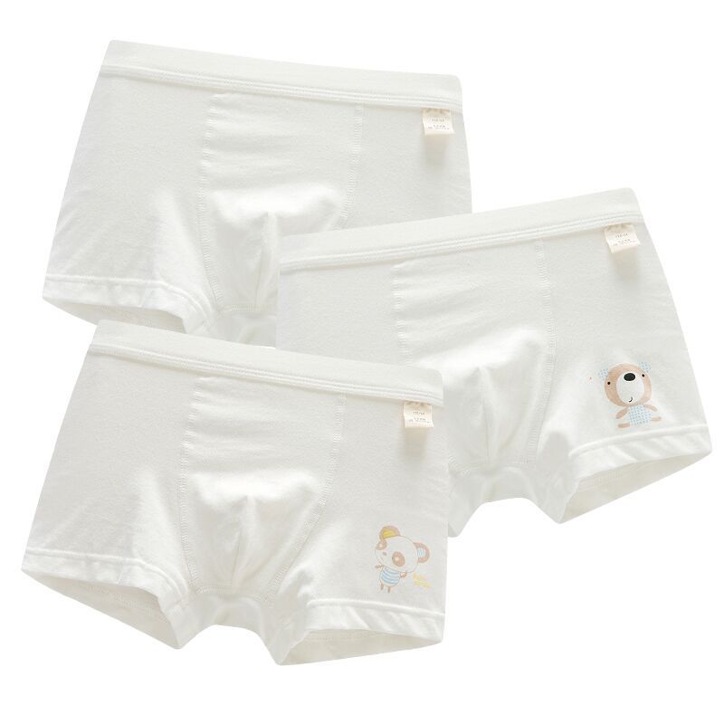 儿童内裤纯棉小男孩四角宝宝35713岁中大纯白色全棉内裤