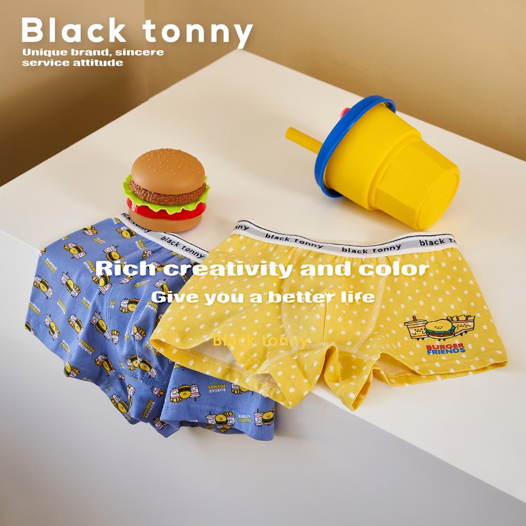 小黑托昵春秋新款儿童内裤男童莫代尔平角卡通印花内裤
