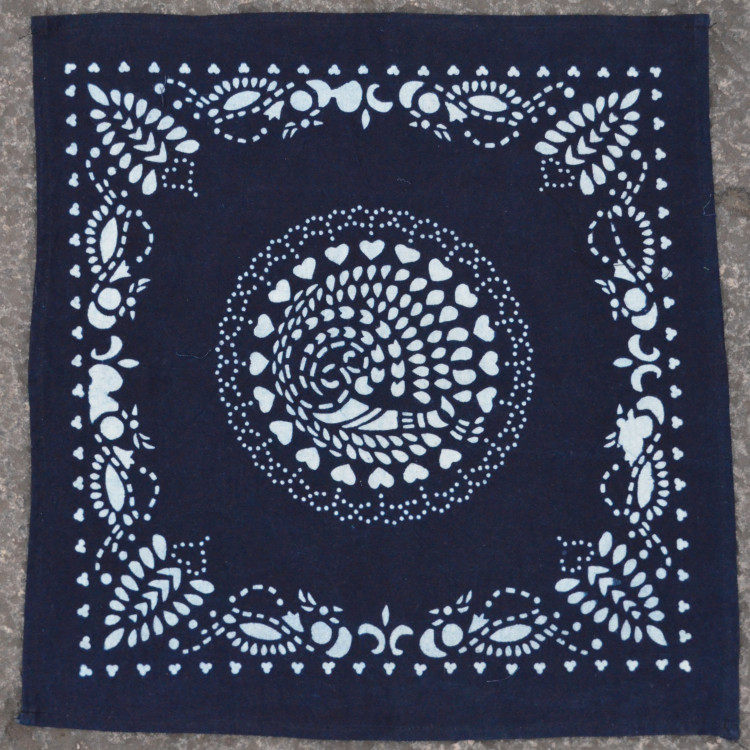 乌镇特色手工印染蓝印印花布小方方巾手帕复古手巾