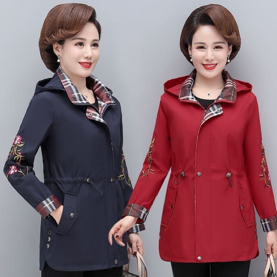 妈妈风衣春秋新款时尚阔太太外套薄高贵大码中老年女春装上衣洋气
