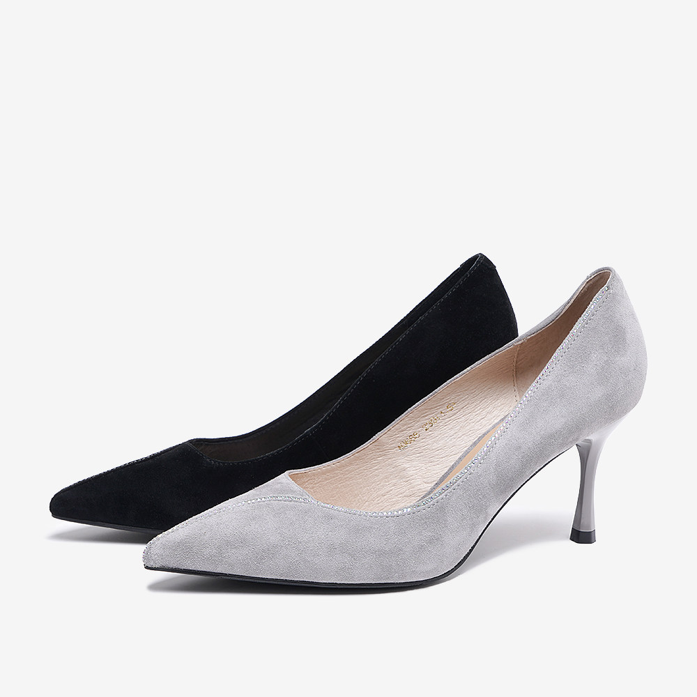 百思图2020夏季新款商场同款时尚闪钻尖头浅口高跟女单鞋aq688cq0