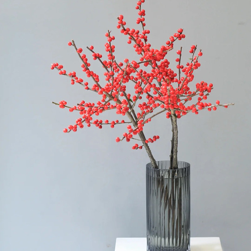 进口北美冬青带果鲜切枝插花富贵红果观赏园艺花卉