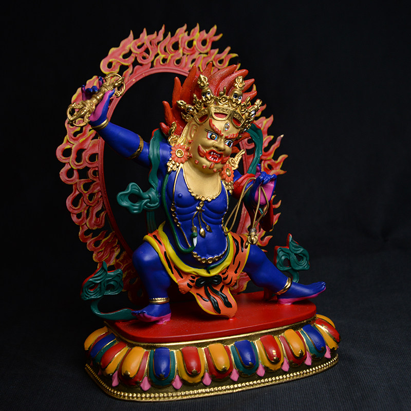 藏式金刚佛像神像纯铜彩绘藏传精工佛台吉祥摆件