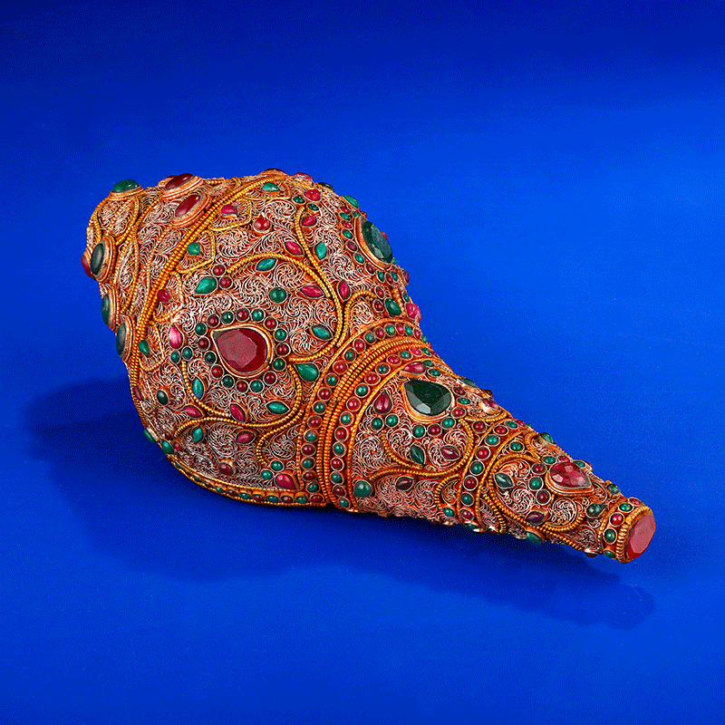 海螺尼泊尔手工掐丝藏传佛教八供密宗法器供品供养摆件