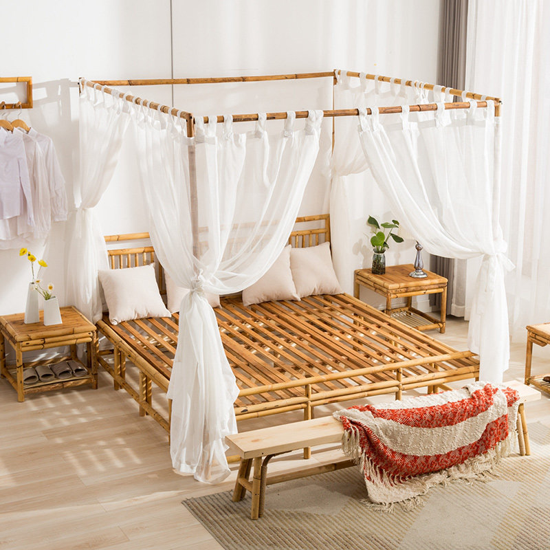 手工藤床藤艺双人床藤编客栈酒店卧室定制家具藤艺床