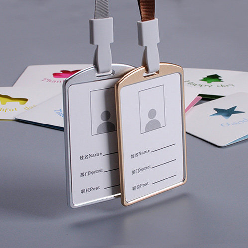 高档金属工牌卡套工作证工作牌挂绳铝合金挂牌员工牌胸牌卡套定制