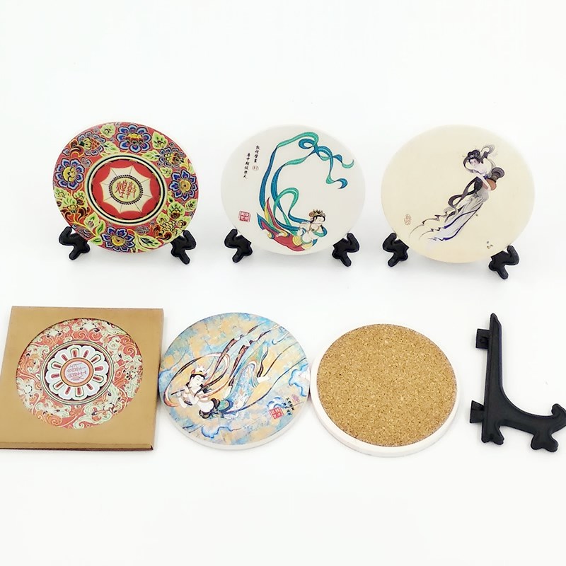杯垫敦煌旅游纪念品陶瓷茶杯莫高窟订制摆件隔热文化创意杯垫