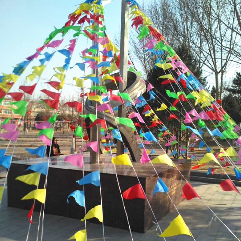 三角旗串旗彩旗婚庆生日挂饰婚礼彩色小红红旗节日装扮用品