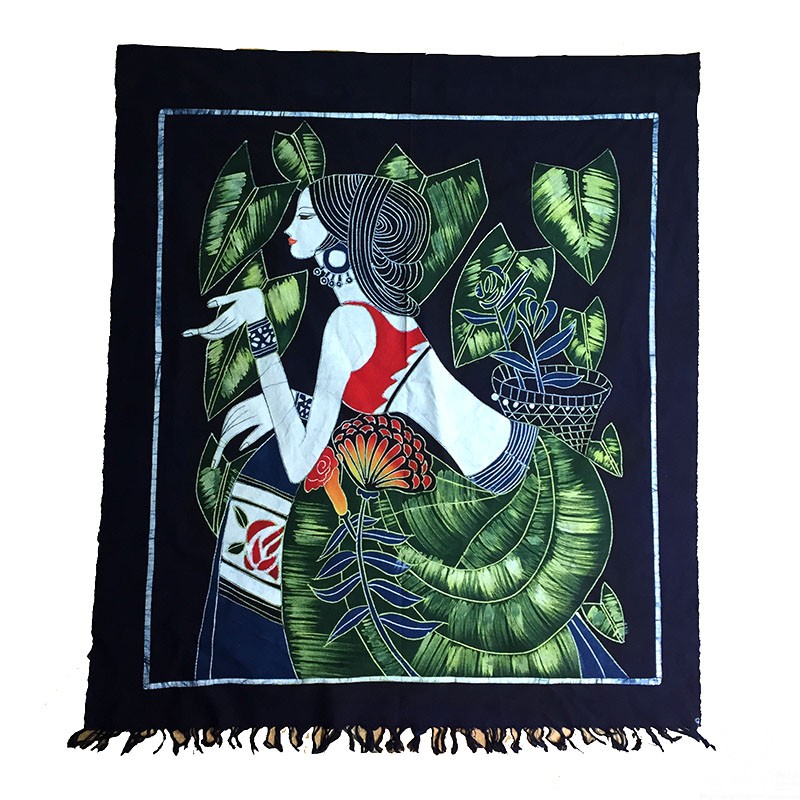 云南民族风情人物壁挂挂毯手工蜡染民族家居中式挂毯