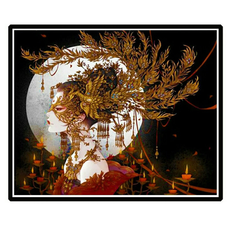 半面十字绣美女2020新款客厅古风唯美小件手工十字绣套件