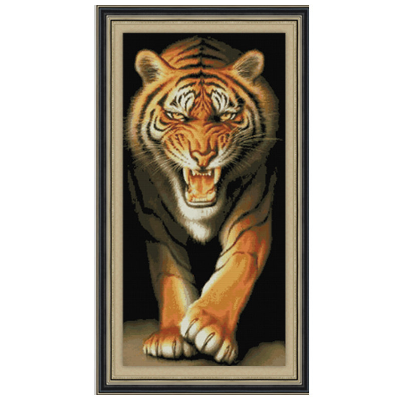 动物老虎十字绣2022新款生肖属相虎年客厅玄关十字绣套件