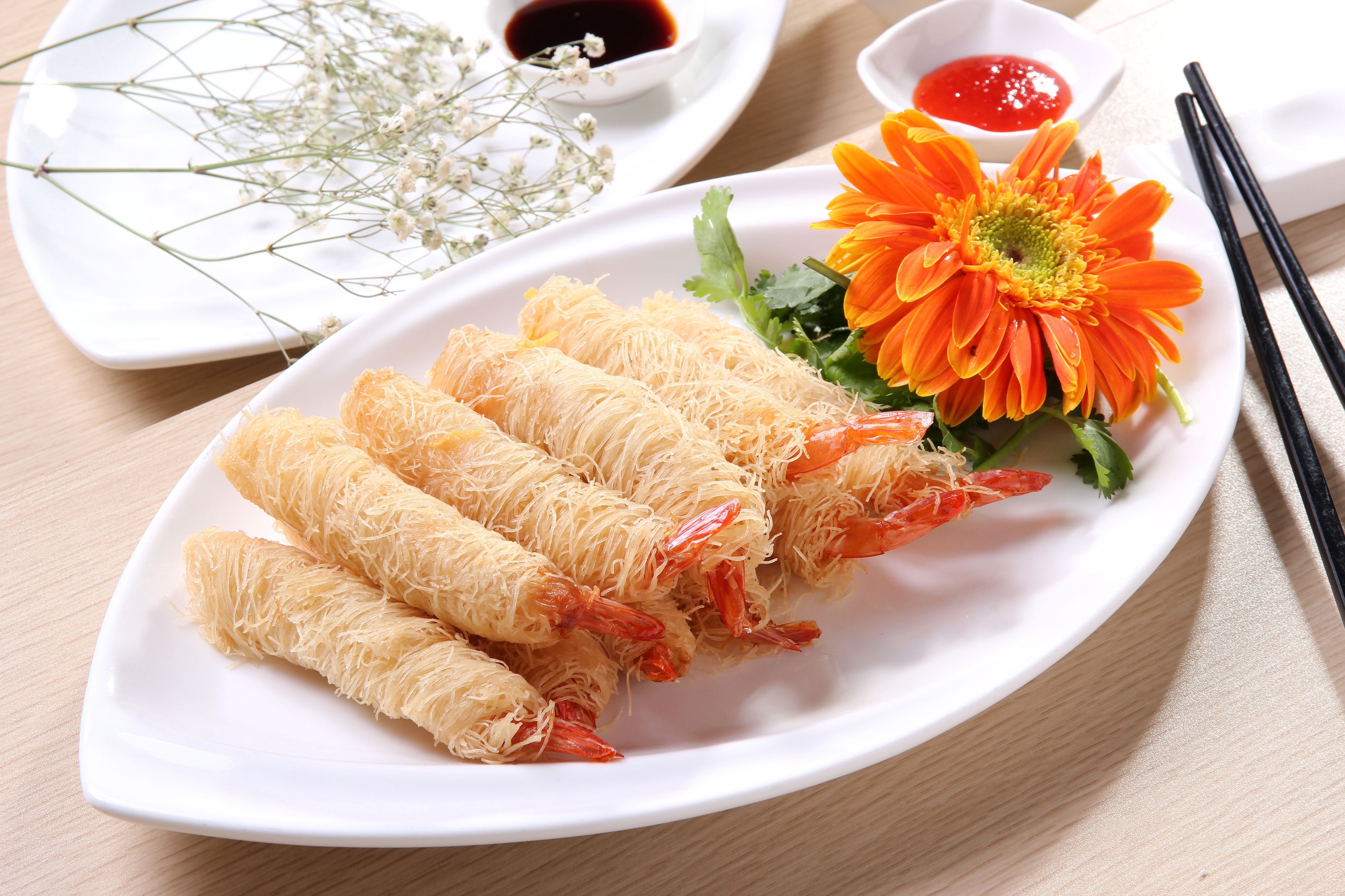 千丝万缕虾海鲜食材 油炸食品冷冻小吃250g装黄金面线虾 西餐