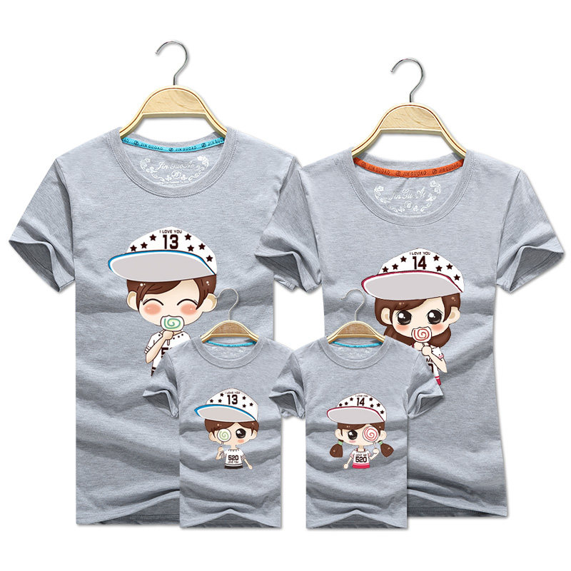 diy亲子装定制全家装夏t恤印照片一家三口短袖定做衣服logo字纯棉