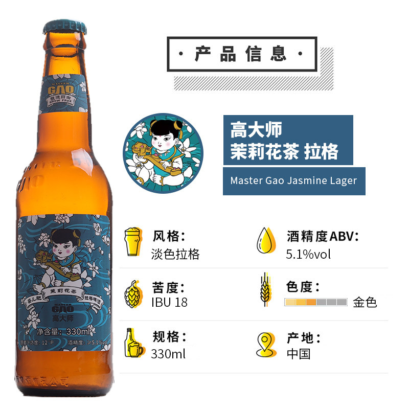 24瓶拉格啤酒高大师婴儿肥茉莉花