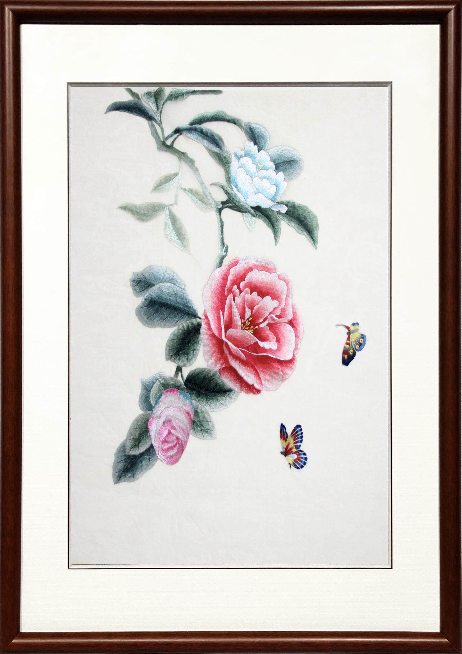 湘绣蝶恋花蝴蝶牡丹花花开富贵装饰简约艺术品湘绣