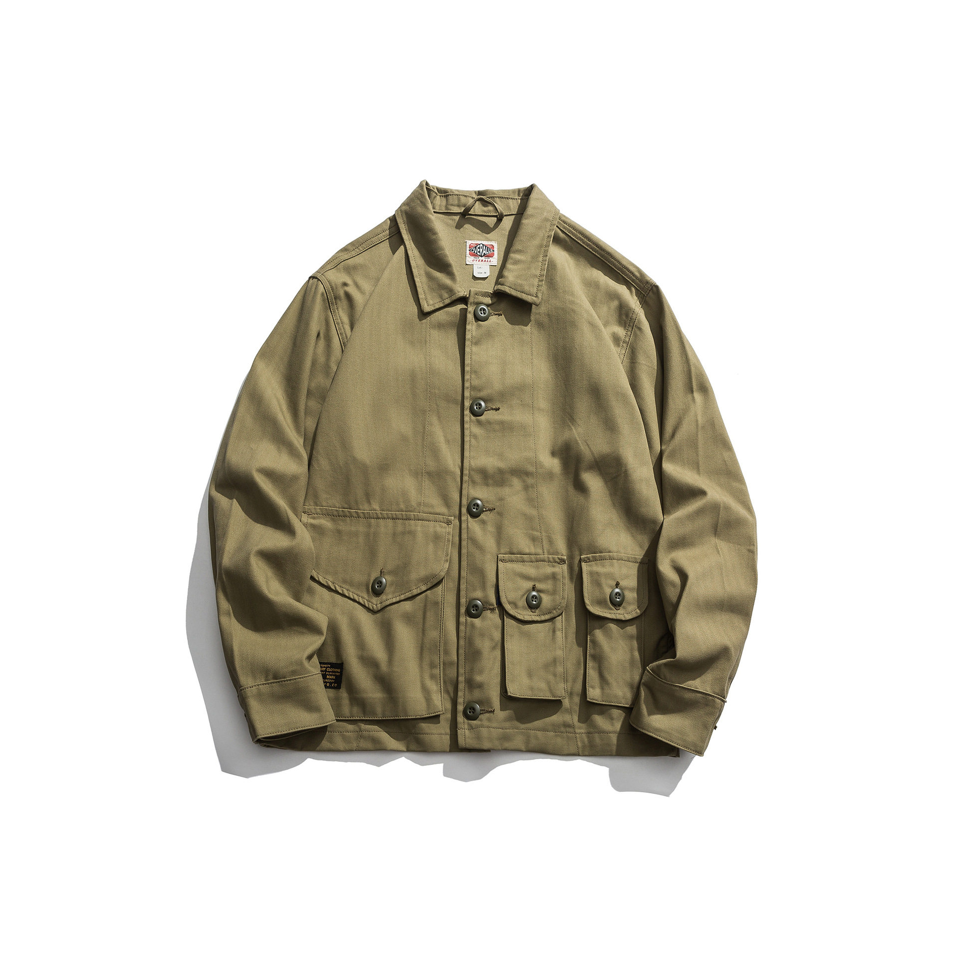 阿美咔叽日复古工装夹克斜纹布立体剪裁休闲长袖夹克